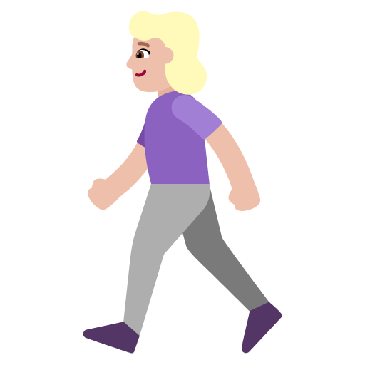 Microsoft design of the woman walking: medium-light skin tone emoji verson:Windows-11-22H2