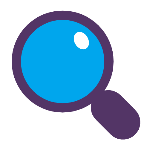 Microsoft design of the magnifying glass tilted left emoji verson:Windows-11-23H2