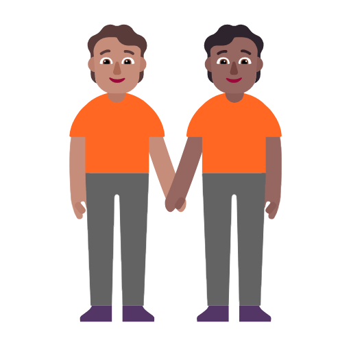 Microsoft design of the people holding hands: medium skin tone medium-dark skin tone emoji verson:Windows-11-23H2