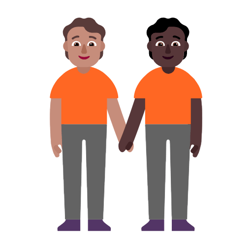 Microsoft design of the people holding hands: medium skin tone dark skin tone emoji verson:Windows-11-23H2