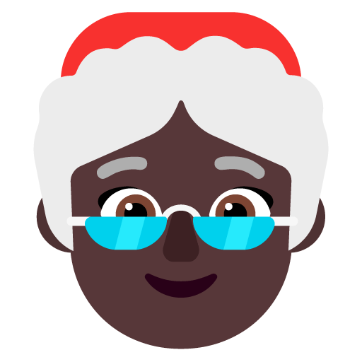 Microsoft design of the Mrs. Claus: dark skin tone emoji verson:Windows-11-22H2