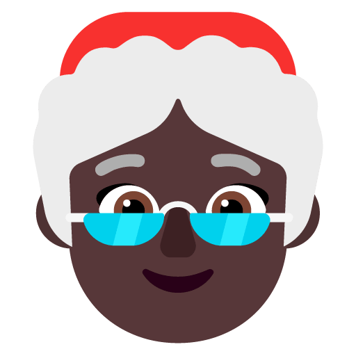 Microsoft design of the Mrs. Claus: dark skin tone emoji verson:Windows-11-22H2