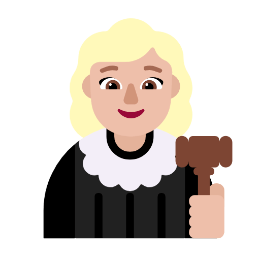 Microsoft design of the woman judge: medium-light skin tone emoji verson:Windows-11-23H2