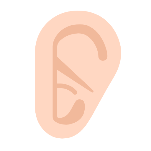 Microsoft design of the ear: light skin tone emoji verson:Windows-11-23H2