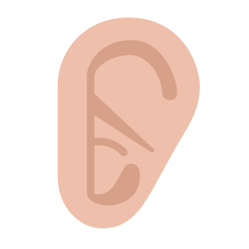 Microsoft design of the ear: medium-light skin tone emoji verson:Windows-11-23H2
