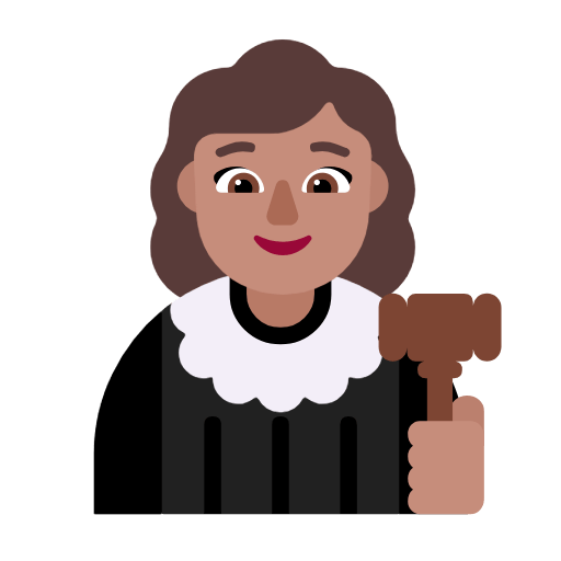 Microsoft design of the woman judge: medium skin tone emoji verson:Windows-11-23H2