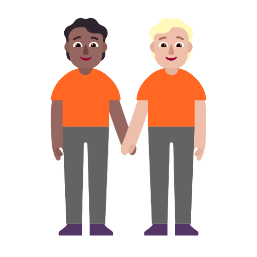 Microsoft design of the people holding hands: medium-dark skin tone medium-light skin tone emoji verson:Windows-11-23H2