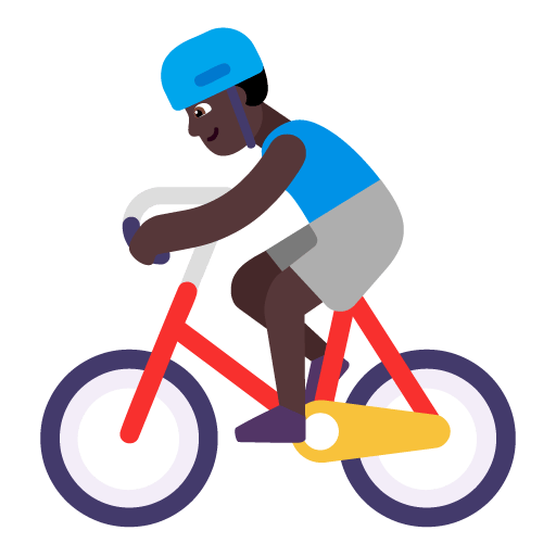 Microsoft design of the man biking: dark skin tone emoji verson:Windows-11-22H2