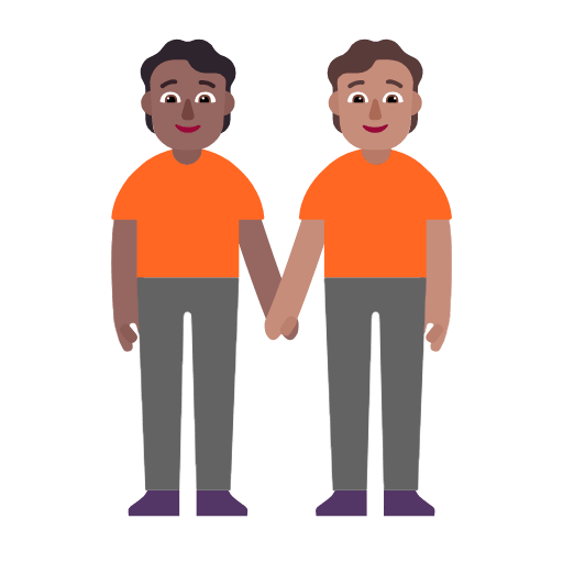 Microsoft design of the people holding hands: medium-dark skin tone medium skin tone emoji verson:Windows-11-23H2