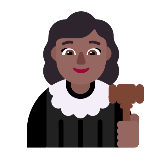 Microsoft design of the woman judge: medium-dark skin tone emoji verson:Windows-11-23H2