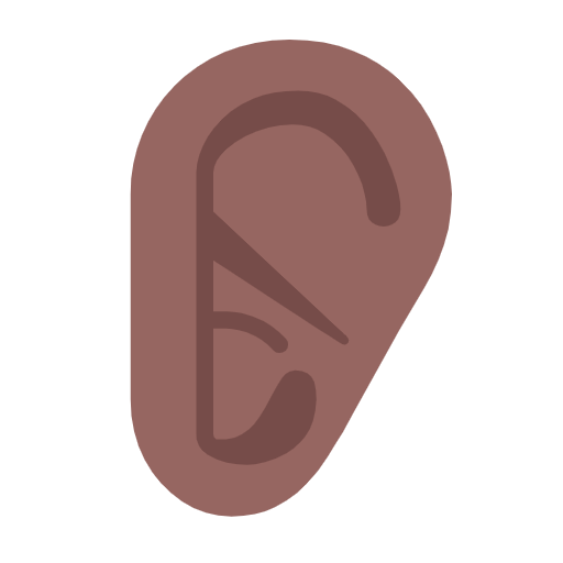 Microsoft design of the ear: medium-dark skin tone emoji verson:Windows-11-23H2