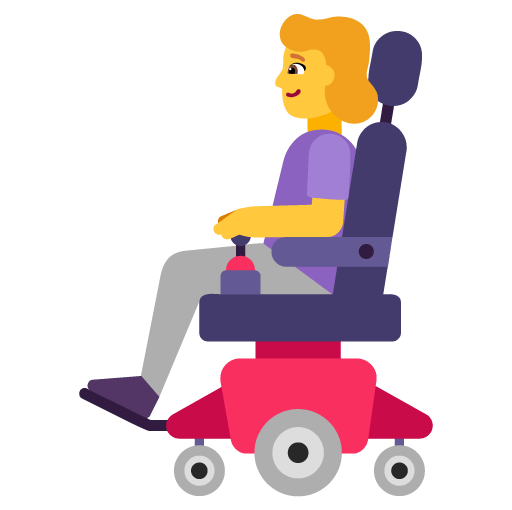 Microsoft design of the woman in motorized wheelchair emoji verson:Windows-11-22H2