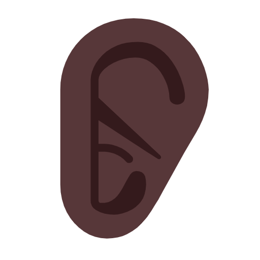 Microsoft design of the ear: dark skin tone emoji verson:Windows-11-23H2