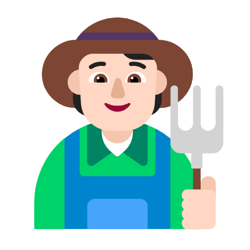 Microsoft design of the farmer: light skin tone emoji verson:Windows-11-23H2