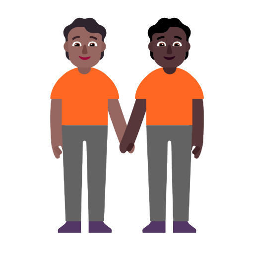 Microsoft design of the people holding hands: medium-dark skin tone dark skin tone emoji verson:Windows-11-23H2