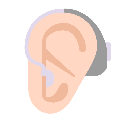 Microsoft design of the ear with hearing aid: light skin tone emoji verson:Windows-11-23H2