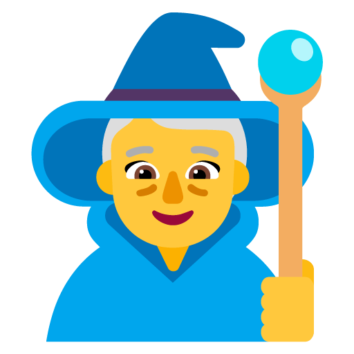 Microsoft design of the woman mage emoji verson:Windows-11-22H2