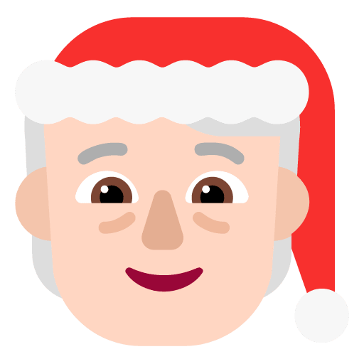 Microsoft design of the mx claus: light skin tone emoji verson:Windows-11-22H2