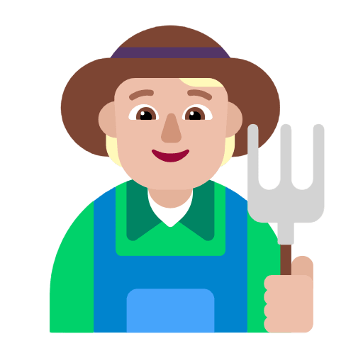 Microsoft design of the farmer: medium-light skin tone emoji verson:Windows-11-23H2