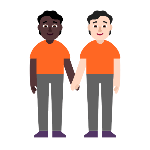 Microsoft design of the people holding hands: dark skin tone light skin tone emoji verson:Windows-11-23H2