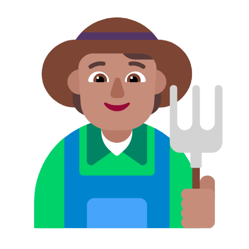 Microsoft design of the farmer: medium skin tone emoji verson:Windows-11-23H2