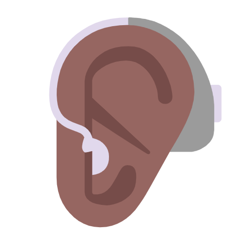 Microsoft design of the ear with hearing aid: medium-dark skin tone emoji verson:Windows-11-23H2