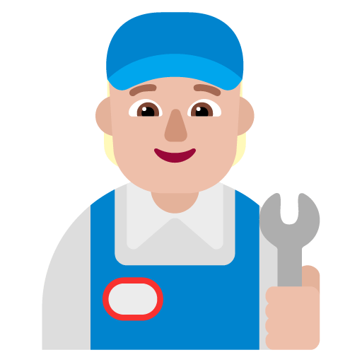 Microsoft design of the mechanic: medium-light skin tone emoji verson:Windows-11-22H2