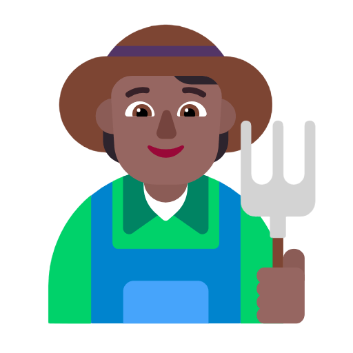 Microsoft design of the farmer: medium-dark skin tone emoji verson:Windows-11-23H2