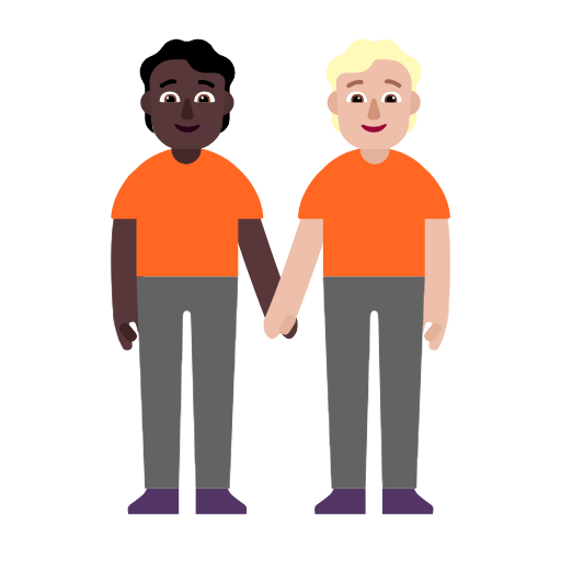 Microsoft design of the people holding hands: dark skin tone medium-light skin tone emoji verson:Windows-11-23H2
