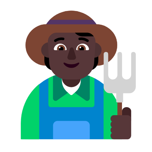 Microsoft design of the farmer: dark skin tone emoji verson:Windows-11-23H2