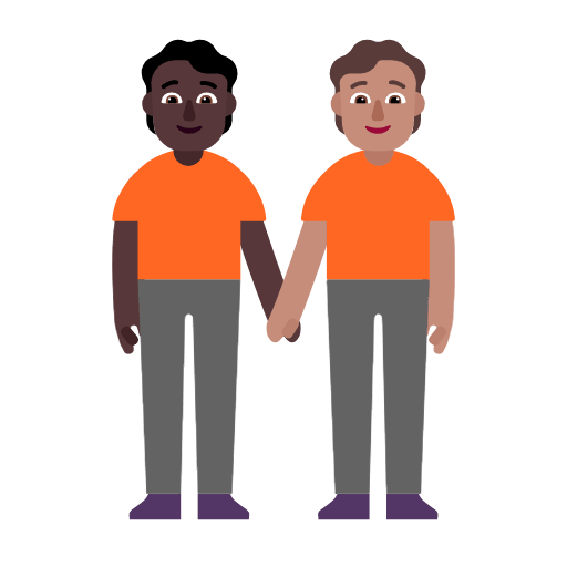 Microsoft design of the people holding hands: dark skin tone medium skin tone emoji verson:Windows-11-23H2