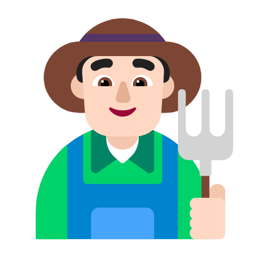 Microsoft design of the man farmer: light skin tone emoji verson:Windows-11-23H2