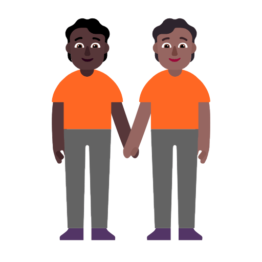 Microsoft design of the people holding hands: dark skin tone medium-dark skin tone emoji verson:Windows-11-23H2