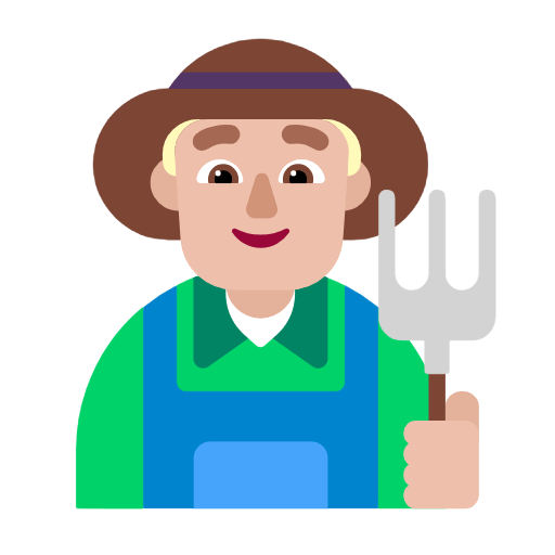 Microsoft design of the man farmer: medium-light skin tone emoji verson:Windows-11-23H2