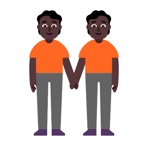 Microsoft design of the people holding hands: dark skin tone emoji verson:Windows-11-23H2