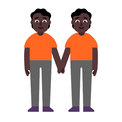 Microsoft design of the people holding hands: dark skin tone emoji verson:Windows-11-23H2