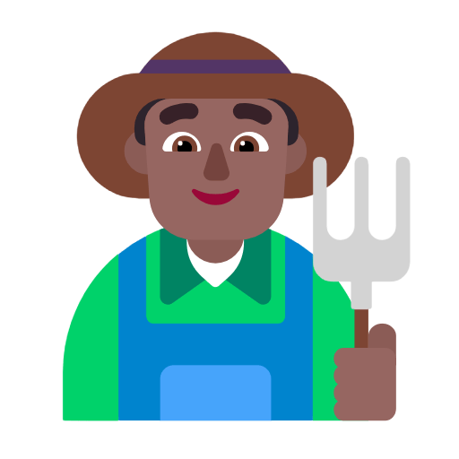 Microsoft design of the man farmer: medium-dark skin tone emoji verson:Windows-11-23H2