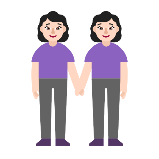 Microsoft design of the women holding hands: light skin tone emoji verson:Windows-11-23H2