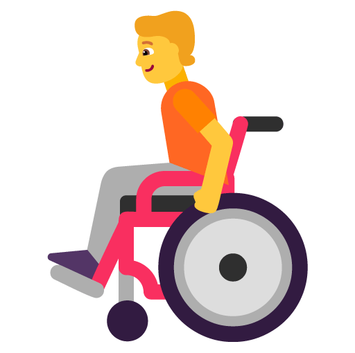 Microsoft design of the person in manual wheelchair emoji verson:Windows-11-22H2