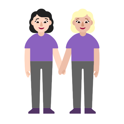 Microsoft design of the women holding hands: light skin tone medium-light skin tone emoji verson:Windows-11-23H2