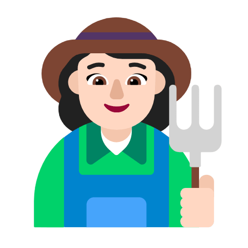 Microsoft design of the woman farmer: light skin tone emoji verson:Windows-11-23H2