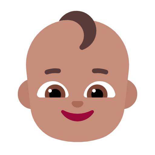Microsoft design of the baby: medium skin tone emoji verson:Windows-11-23H2