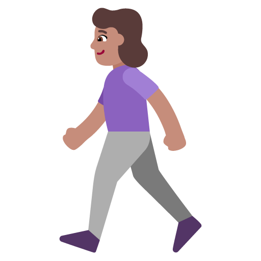 Microsoft design of the woman walking: medium skin tone emoji verson:Windows-11-22H2