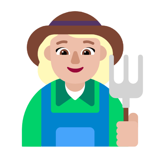 Microsoft design of the woman farmer: medium-light skin tone emoji verson:Windows-11-23H2