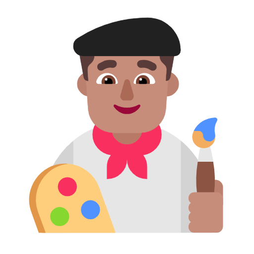 Microsoft design of the man artist: medium skin tone emoji verson:Windows-11-23H2