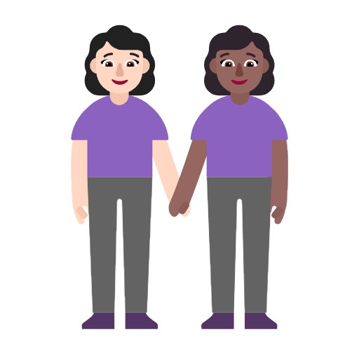 Microsoft design of the women holding hands: light skin tone medium-dark skin tone emoji verson:Windows-11-23H2
