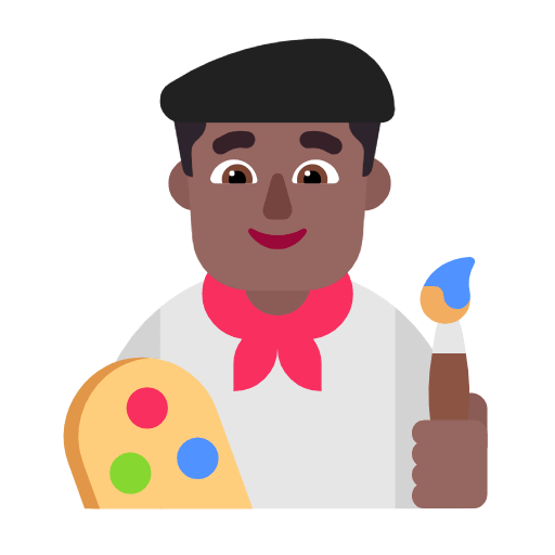 Microsoft design of the man artist: medium-dark skin tone emoji verson:Windows-11-23H2