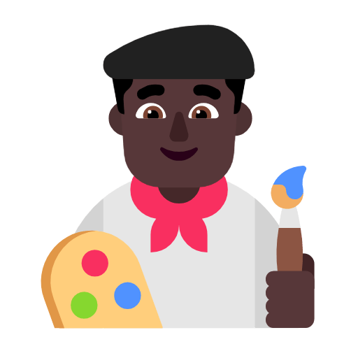 Microsoft design of the man artist: dark skin tone emoji verson:Windows-11-23H2