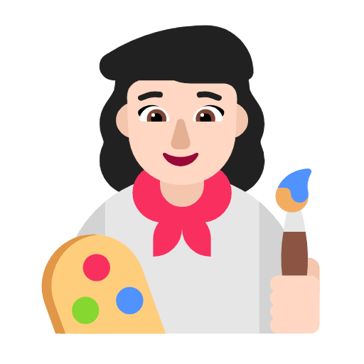 Microsoft design of the woman artist: light skin tone emoji verson:Windows-11-23H2