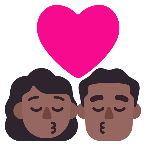 Microsoft design of the kiss: woman man medium-dark skin tone emoji verson:Windows-11-22H2
